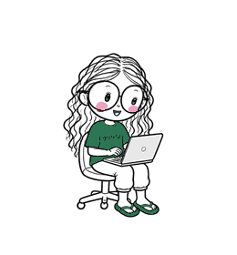 Illustrated character with a laptop