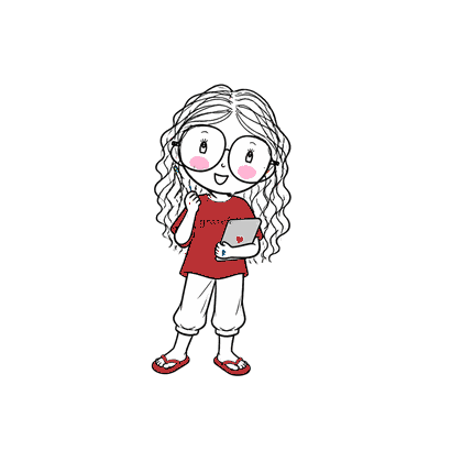 Illustrated character with a tablet